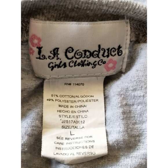 L.A. Conduct Size Large Gray Cat Graphic Tee For Girls - Picture 5 of 6